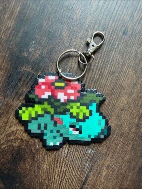 Handmade Teal & Green Venasaur Pixel Pokemon Keychain
